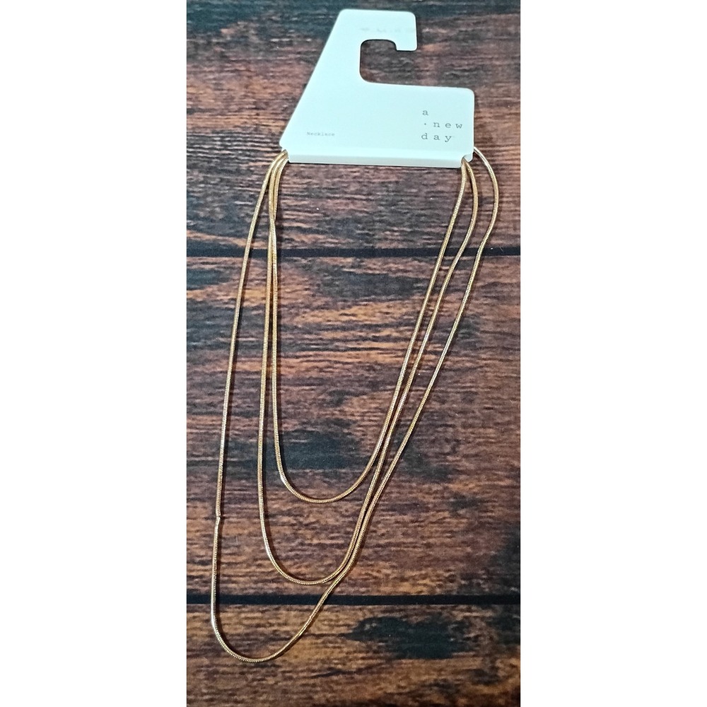 A New Day Gold Layered Snake Chain Necklace Multi Strand Minimalist 531391-A1A